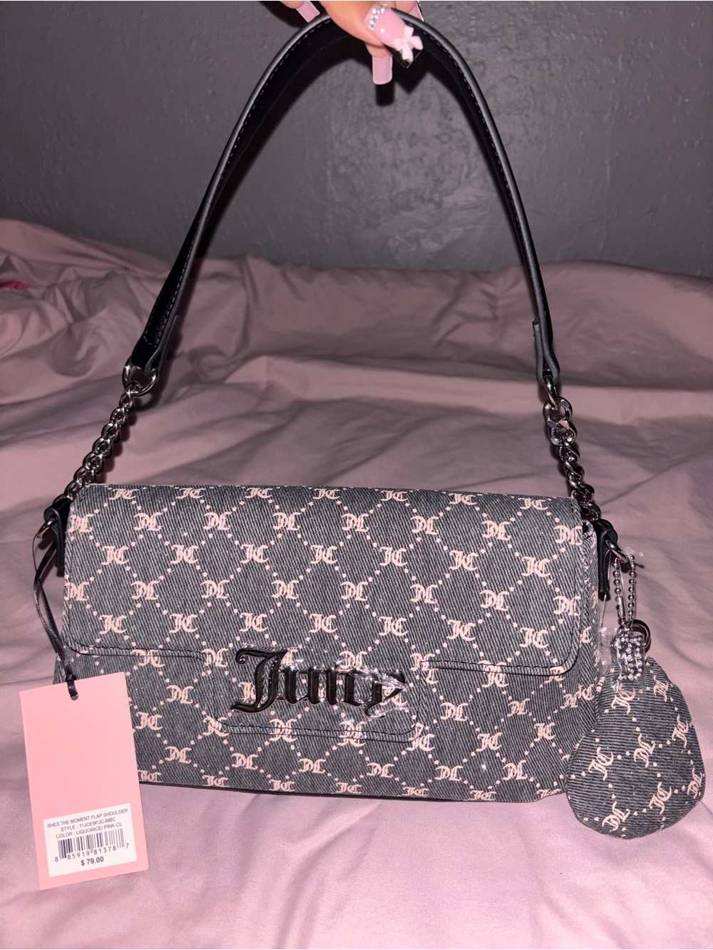Juicy Couture Liquorice & Pink “She’s The Moment” Shoulder Bag